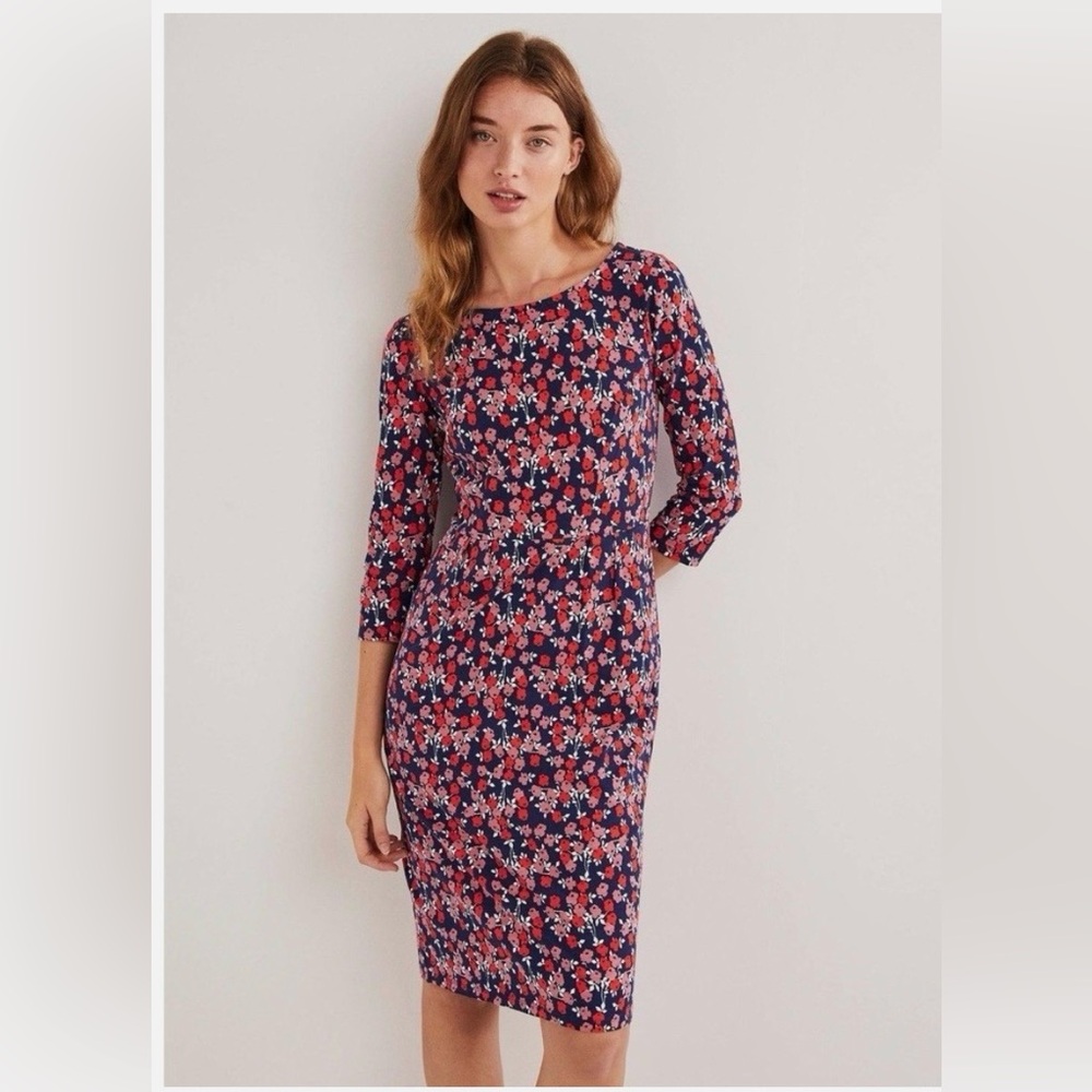 Boden Poppy Floral Penny Jersey Dress